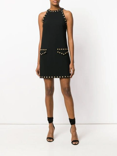 Shop Moschino Studded Crepe Mini Dress - Black