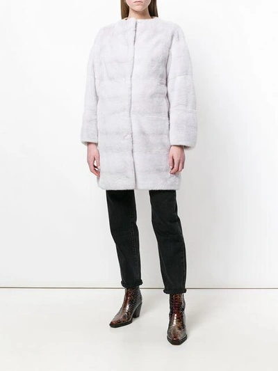 Shop Liska Long-sleeve Coat In Neutrals