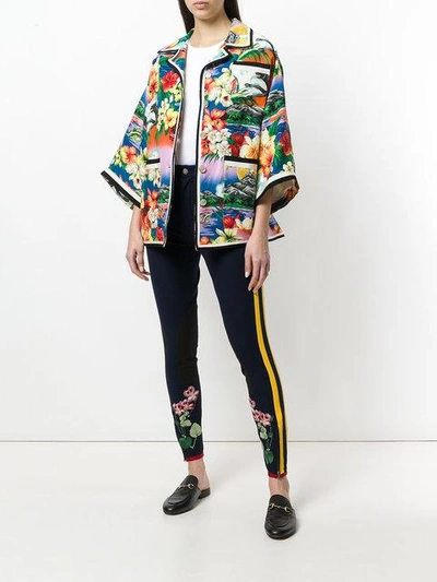 Shop Gucci Pocket Detail Exotic Print Jacket In Multicolour