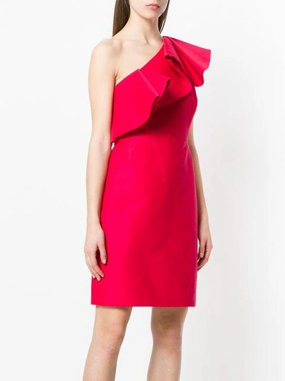 Shop Halston Heritage Ruffle Trim Cocktail Dress In Red