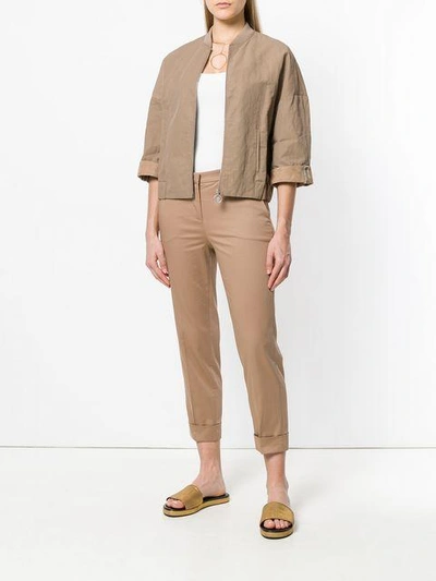 Shop Fabiana Filippi Boxy Bomber Jacket - Brown