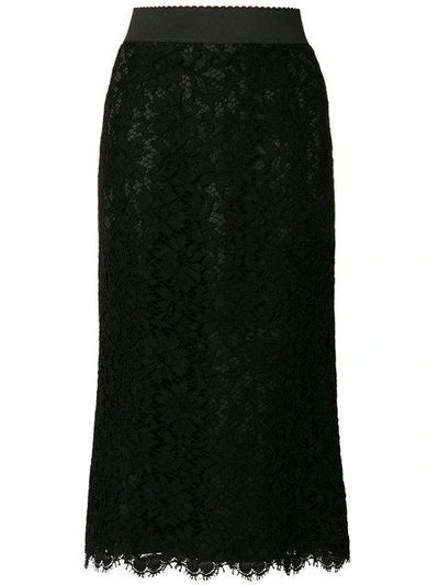 Shop Dolce & Gabbana Lace Overlay Skirt In Black