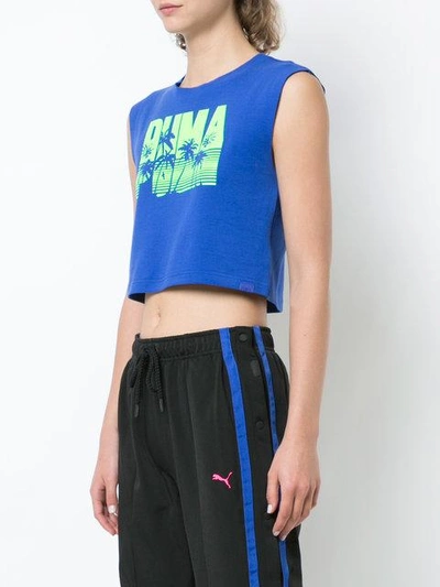 Shop Fenty X Puma Cropped Logo Top In Blue