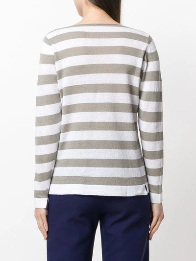 Shop Le Tricot Perugia Horizontal-stripes V-neck Jumper In Grey