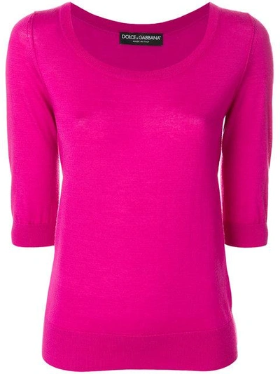 Shop Dolce & Gabbana Cashmere Knit Top In Pink