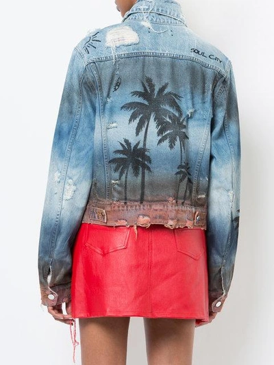 Shop Amiri Palm Trucker Jacket In Blue