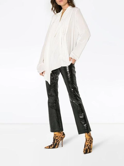 Shop Haider Ackermann Silk Tie Neck Top In Neutrals