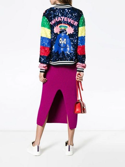 Shop Mira Mikati Sequin Bomber With Rainbow Sleeves