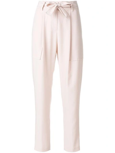 Shop Blumarine Belted Straight-leg Trousers - Pink