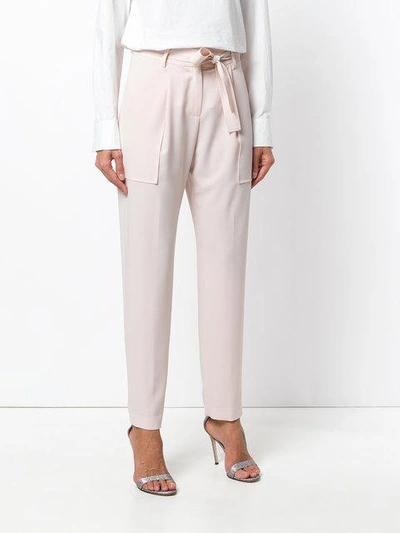 Shop Blumarine Belted Straight-leg Trousers - Pink