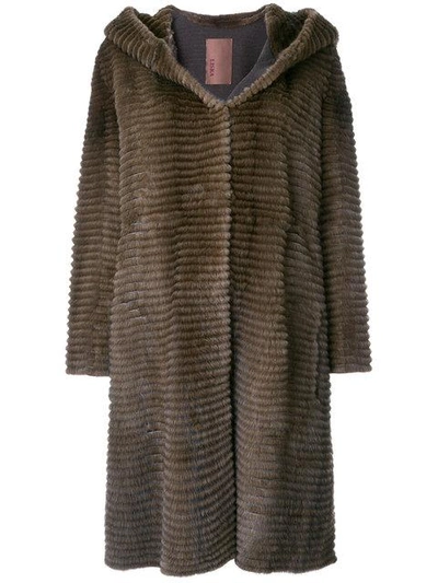 Shop Liska Fur Detail Coat - Brown