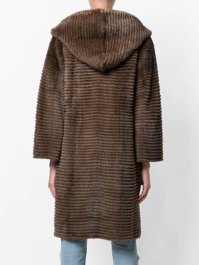 Shop Liska Fur Detail Coat - Brown