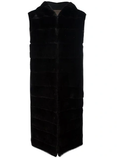 Shop Liska Cashmere Sleeveless Coat In Black