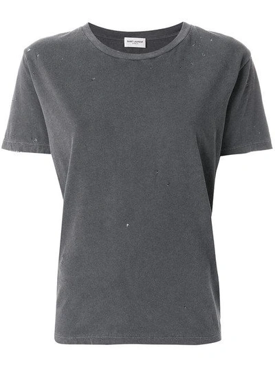 Shop Saint Laurent Crew Neck T-shirt - Grey