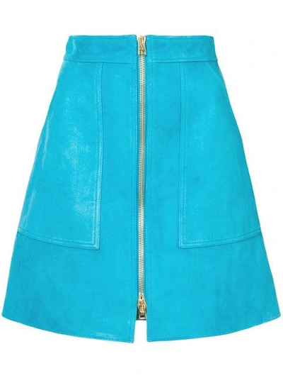 Shop Diane Von Furstenberg Front Zip Skirt In Blue