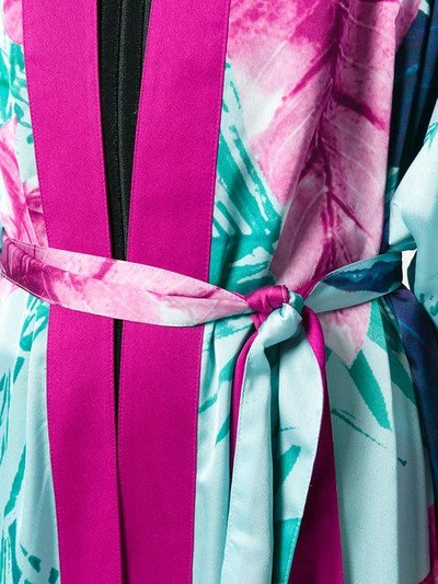 Shop Iil7 Lace Up Print Kimono Cardigan In Green