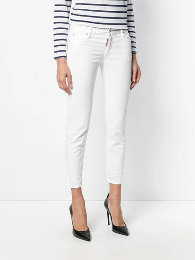Shop Dsquared2 Cropped Twiggy Jeans In White