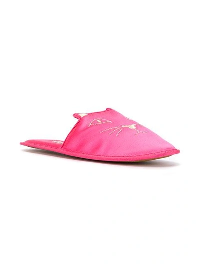 Shop Charlotte Olympia Kitty Slippers In 614hot Pink