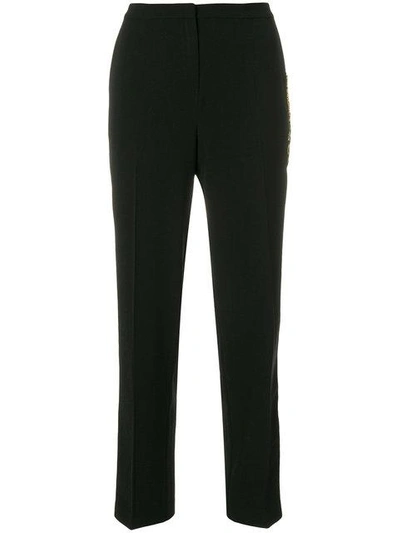 Shop Nil & Mon Striped Detail Cropped Trousers In Black