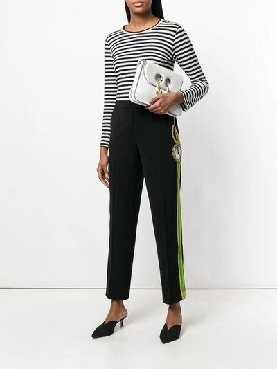 Shop Nil & Mon Striped Detail Cropped Trousers In Black