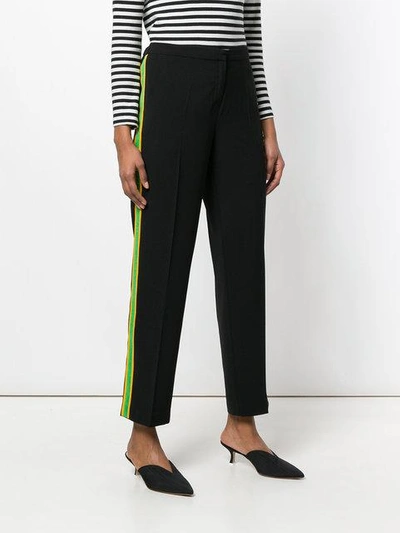 Shop Nil & Mon Striped Detail Cropped Trousers In Black