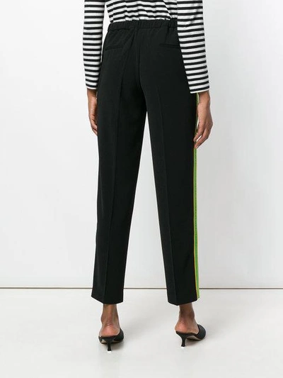 Shop Nil & Mon Striped Detail Cropped Trousers In Black