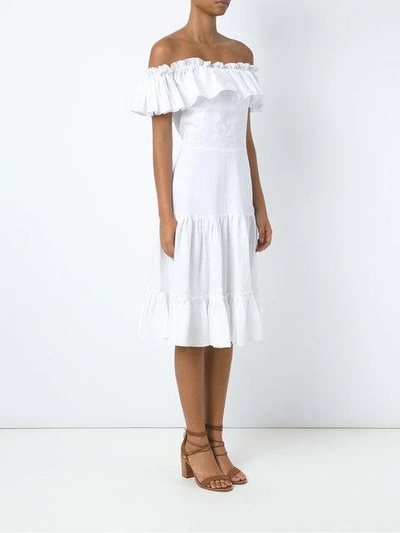 Shop Isolda Off The Shoulder Flared Dress In Branco