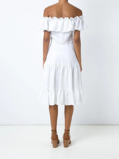 Shop Isolda Off The Shoulder Flared Dress In Branco