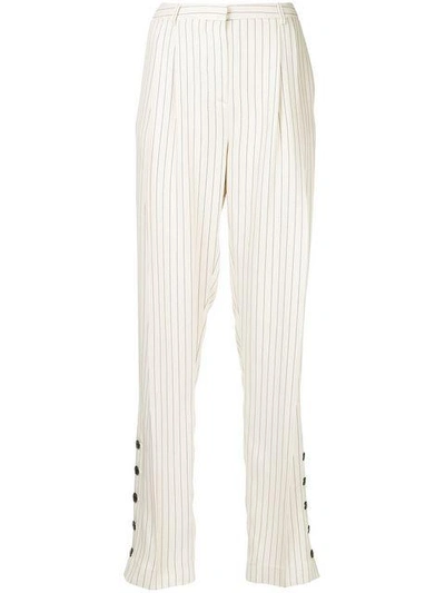 Shop Altuzarra Striped Button Cuff Trousers In White