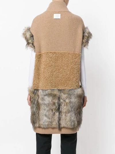 Shop Stella Mccartney Fur Free Fur-trimmed Knit Vest - Brown