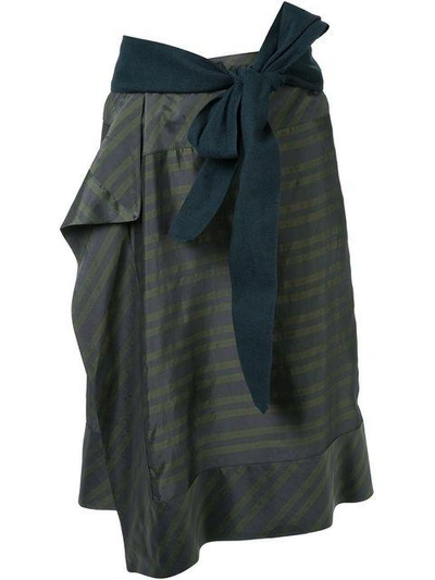 Shop A.f.vandevorst Horizontal-stripes Wraparound Skirt In Green