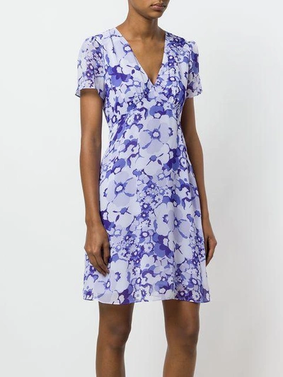 Shop Michael Kors Collection Floral Print Dress - Pink & Purple