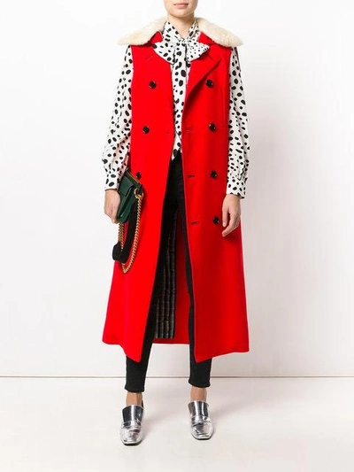 Shop Marni Hooded Sleeveless Double Breasted Coat In 00r64