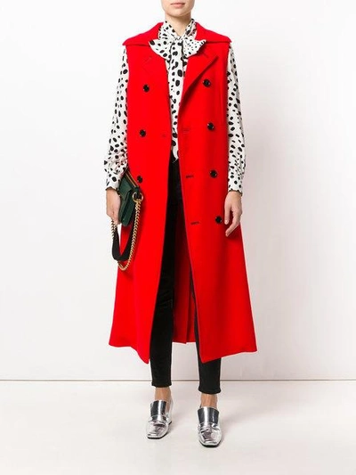 Shop Marni Hooded Sleeveless Double Breasted Coat In 00r64