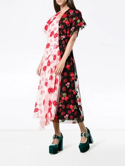 Shop Simone Rocha Floral Print Tulle De Chine Dress In Multicolour