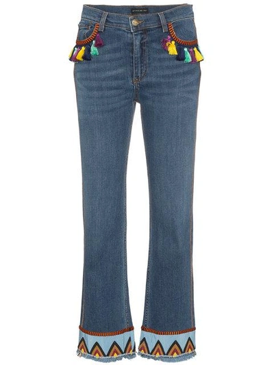 Shop Etro Jeans With Tassels And Embroidery In Blue