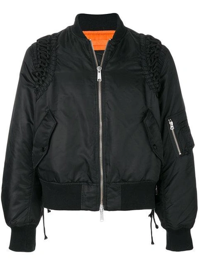 Shop Ktz Laced Up Bomber Jacket - Black