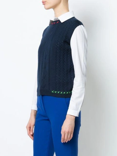 Shop Carven Stitch Detail Cropped Sweater Vest - Blue