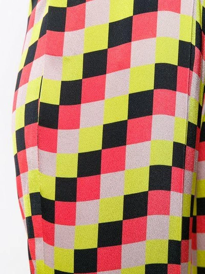checkered wide-leg trousers