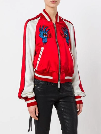 Shop Ben Taverniti Unravel Project Embroidered Bomber Jacket In Red
