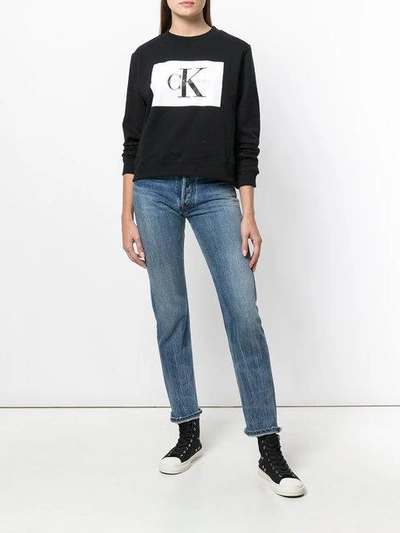 Shop Calvin Klein Jeans Est.1978 Calvin Klein Jeans Logo Print Sweatshirt - Black