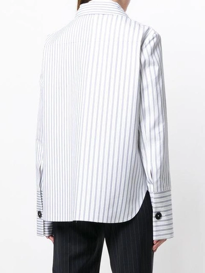 Shop Jil Sander Striped Boxy Jacket - Blue