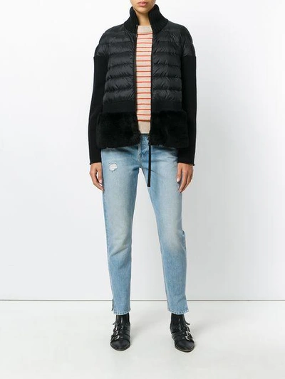 Shop Moncler Cardigan With A Padded Front - Black