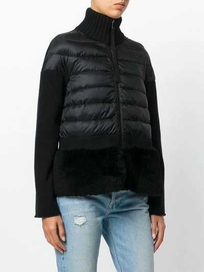 Shop Moncler Cardigan With A Padded Front - Black