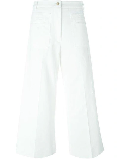 Shop Maison Margiela Cropped Flared Trousers In White