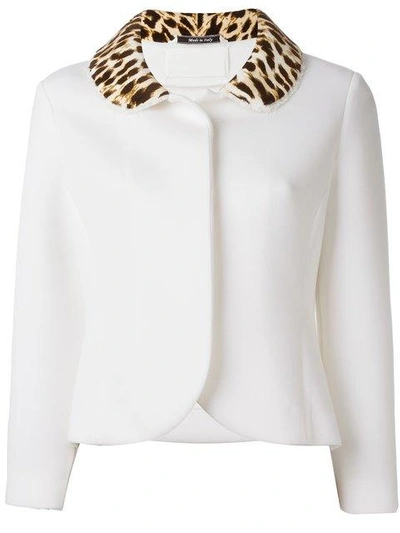 Shop Maison Margiela Leopard Print Collar Jacket In White