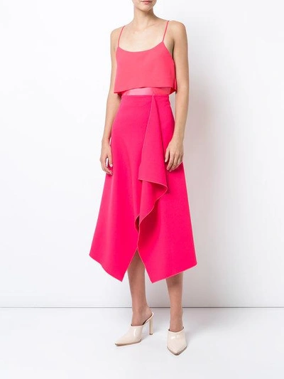 Shop Dion Lee Long Draped Skirt In Pink