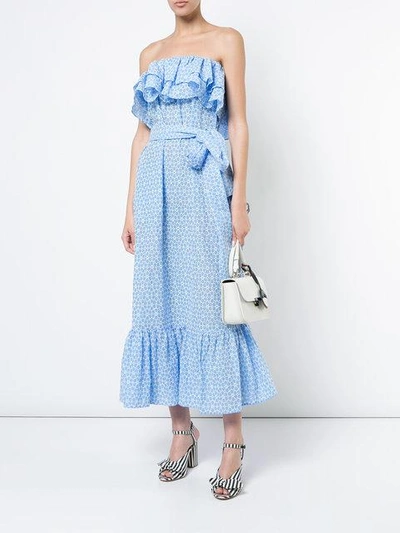 Shop Lisa Marie Fernandez Sabine Ruffled Eyelet Dress In Blue