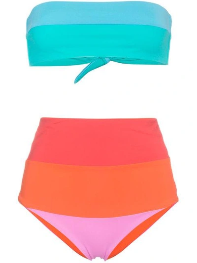 Shop Mara Hoffman Striped Bikini In Multicolour