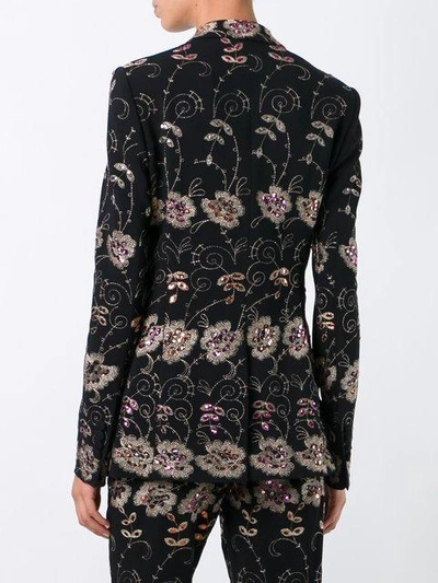 Shop Givenchy Floral Embroidered Blazer - Black